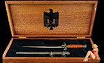 If you might have a Special Etched Dress Bayonet or two, I am now offering a beautiful Presentation Box so that you can add some visual enhancement as well as personal satisfaction in your bayonet display.

All Presentation Boxes are handmade. Tops are hard to find Birds Eye Maple. Bottoms of Rare Tiger Maple (see pictures) and have a recessed interior covered in a black satin or felt to further increase the appearance of your bayonet* collectible.