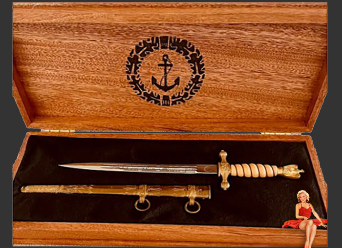 If you might have a Special Etched Dress Bayonet or two, I am now offering a beautiful Presentation Box so that you can add some visual enhancement as well as personal satisfaction in your bayonet display.

All Presentation Boxes are handmade. Tops are hard to find Birds Eye Maple. Bottoms of Rare Tiger Maple (see pictures) and have a recessed interior covered in a black satin or felt to further increase the appearance of your bayonet* collectible.